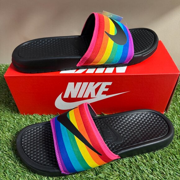 Nike Benassi JDI BETRUE Slide Sandals Men Size 11 Black Rainbow LGBTQ CD2717-001 main image 9